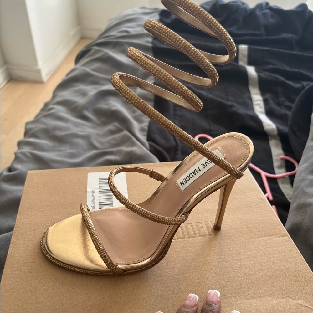 Steve Madden Metallic Spiral Strap Heels
